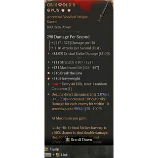 S12 Griswold's opus 2GA special affix High roll 98% Diablo 4