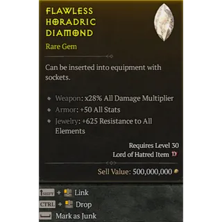5x Flawless Horadric Diamond Gem Diablo 4 S14
