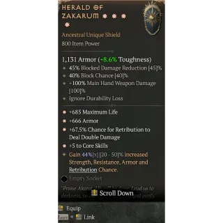 Diablo 4 S11 Herald of zakarum 4GA special affix 44%