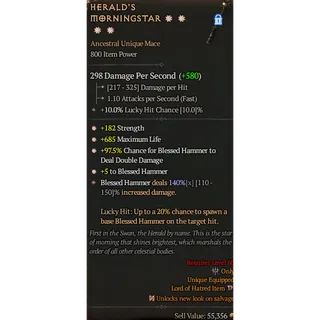 Diablo 4 S11 4GA Herald's Morningstar special affix 140%