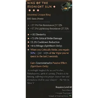 Season 6 800IP 4GA Ring of the Midnight Sun special affix max roll 50% Diablo 4