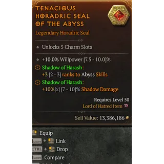 S13 Legendary Horadric Seal 3 To Abyss Skills Diablo 4 