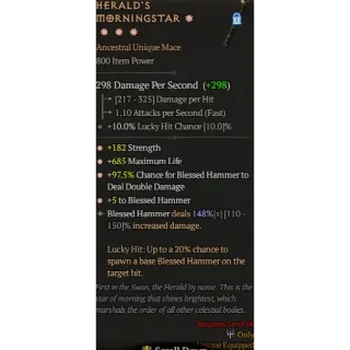Diablo 4 S11 4GA Herald's Morningstar special affix High roll 148%