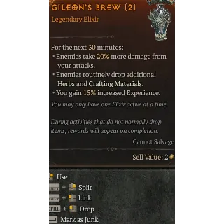 Season 6 Legendary Elixir Gileon's Brew x10  Diablo 4