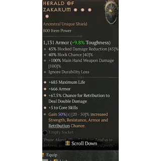 Diablo 4 S11 Herald of zakarum 4GA special affix max roll 50%