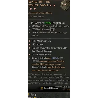 Diablo 4 S12 Ward of the white dove 4GA special affix High roll 172%