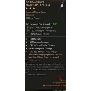 Diablo 4 S11 4GA Ramaladni's Magnum Opus special High roll 0.47%
