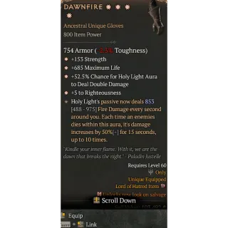 Diablo 4 S11 4GA Dawnfire special affix high roll