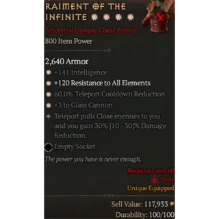 Diablo 4 S11 raiment of the infinite 4GA special affix max roll 30%