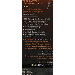 4GA Mace Weapon Damage Strength Critical Damage All Damage Diablo 4 S15