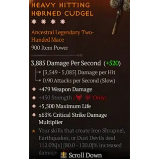 4GA Mace Weapon Damage Strength Max life Critical Damage Diablo 4 S13