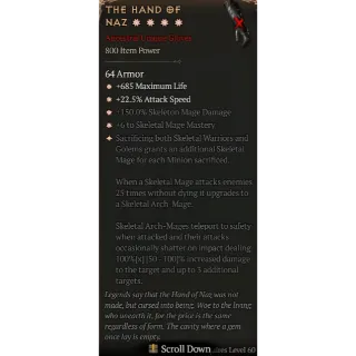 S9 The hand of naz 4GA special affix max roll 100% Diablo 4