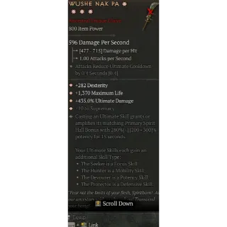 Diablo 4 S11 Wushe Nak Pa 4GA special affix 280%