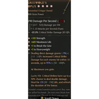 S12 Griswold's opus 4GA special affix high roll 95% Diablo 4