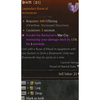 S11 rune Ohm x6 Diablo 4