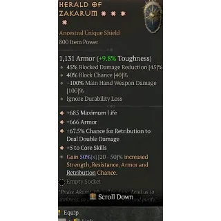 Diablo 4 S11 Herald of zakarum 4GA special affix max roll 50%