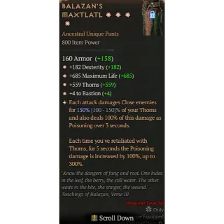 S10 4GA Balazan's Maxtlatl Special affix max roll 150% Diablo 4