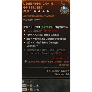4GA Amulet Strength Critical Chance Vulnerable Dmg Critical Dmg Diablo 4 S13