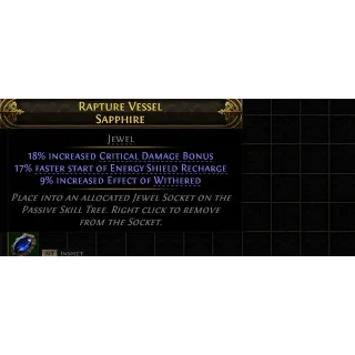 Path of Exile 2 Early Access Softcore Rapture Vessel Sapphire jewel // PC XBOX PSN