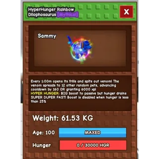 HUGE RAINBOW HATCHED HYPERHUNGER DILOPHOSAURUS 61.53 KG