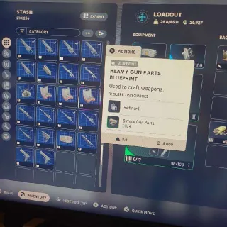 1x Heavy Gun Parts Blueprint