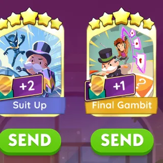 Suit Up + Final Gambit - Monopoly GO - Goold card