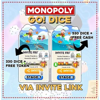 60X INVITES - 860 DICE+TOKEN - Monopoly Go