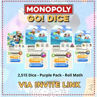 60X INVITES - 2515 DICE+TOKEN - Monopoly Go