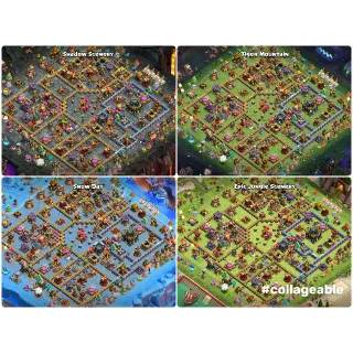 Clash of Clans-Premium Th17-Full Shadow Hero's SKin!Scenery-18xHero Skin-4xScenery-Old Obstacle's- High Gems[13305]