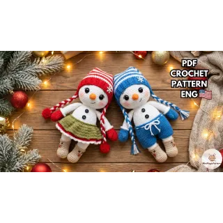 Christmas Snowman Amigurumi Pattern PDF – Beginner-Friendly Crochet Toy, English Instructions, Holiday Decor