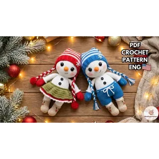 Christmas Snowman Amigurumi Pattern – Beginner-Friendly Crochet Toy, English Instructions, Holiday Decor
