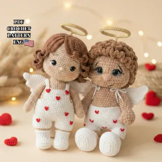 Cupid Angel Crochet Pattern - Valentine Angel Boy & Girl Amigurumi - PDF Crochet Doll Pattern - Love Angel - DIY Crochet Toy