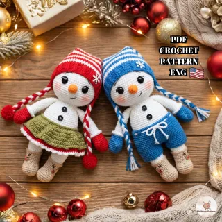 Christmas Snowman Amigurumi Pattern – Beginner-Friendly Crochet Toy, English Instructions, Holiday Decor