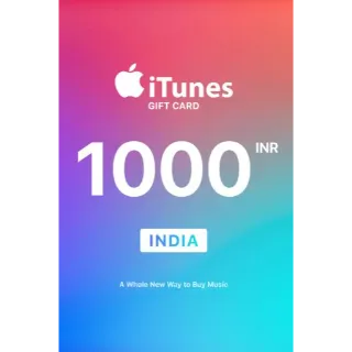 1000INR Apple Itunes Gift Card  India 