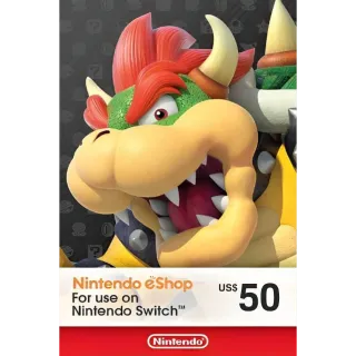 $50 USD Nintendo eShop USA