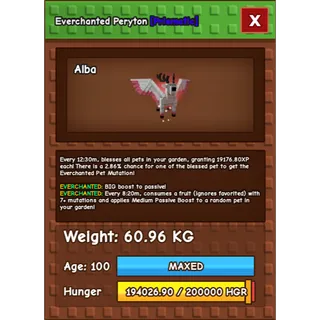 Grow a Garden - peryton ( huge , everchanted ) 