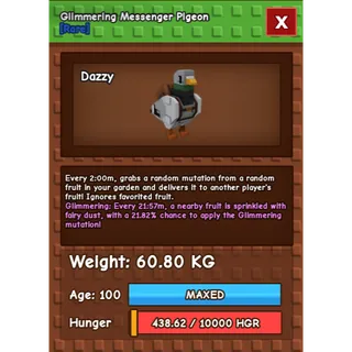 Grow a Garden - messenger pigeon ( huge , glimmering )