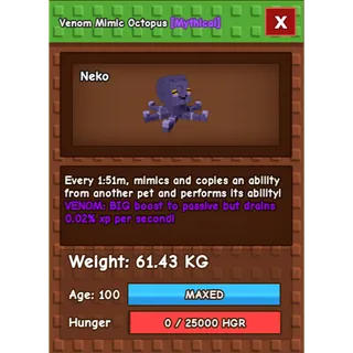 Grow a Garden - MIMIC OCTOPUS ( VENOM , huge )