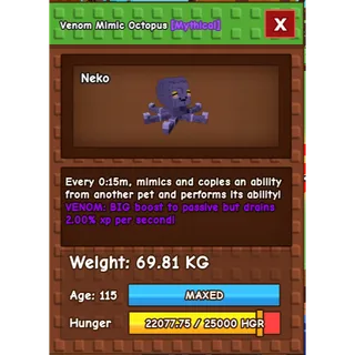 Grow a Garden - mimic octopus 15sec  ( sime titanic , venom )