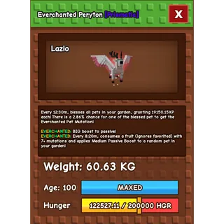 Grow a Garden - peryton ( huge , everchanted ) 