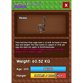 Grow a Garden - brontosaurus ( nightmare , huge )