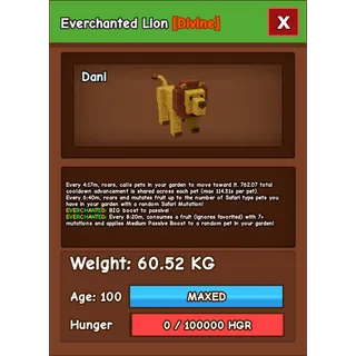 Grow a Garden - Lion ( everchanted , huge )