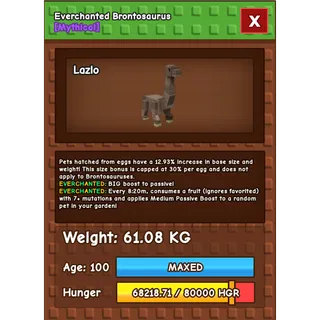 Grow a Garden - brontosaurus ( everchanted , huge )