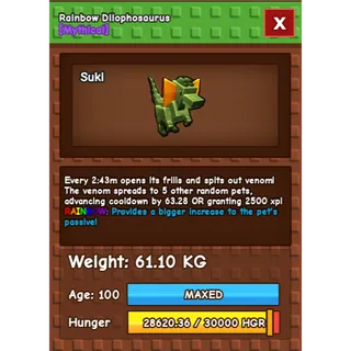 Grow a Garden - dilophosaurus ( rainbow , huge )