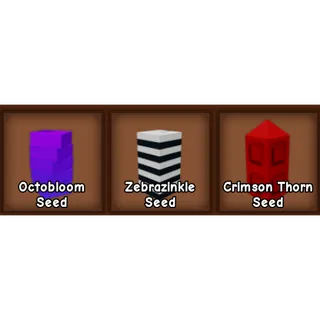 Grow a Garden - 3x crimson thorn , 3x zebrazinkle , 3x octobloom seeed