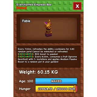 Grow a Garden - empress bee ( everchanted , huge )