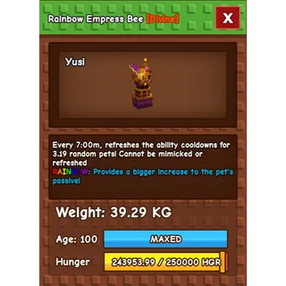 Grow a Garden - empress bee ( rainbow , sime huge )