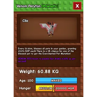 Grow a Garden - peryton ( huge , venom ) 