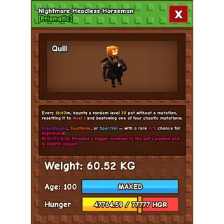 Grow a Garden - headless horseman ( nightmare , huge )