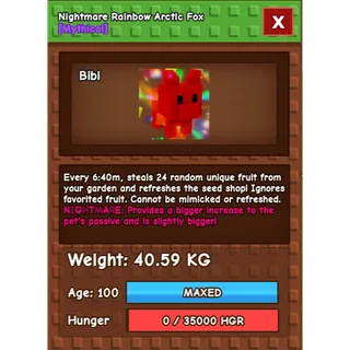 Grow a Garden  - rainbow arctic fox ( nightmare , sime huge )